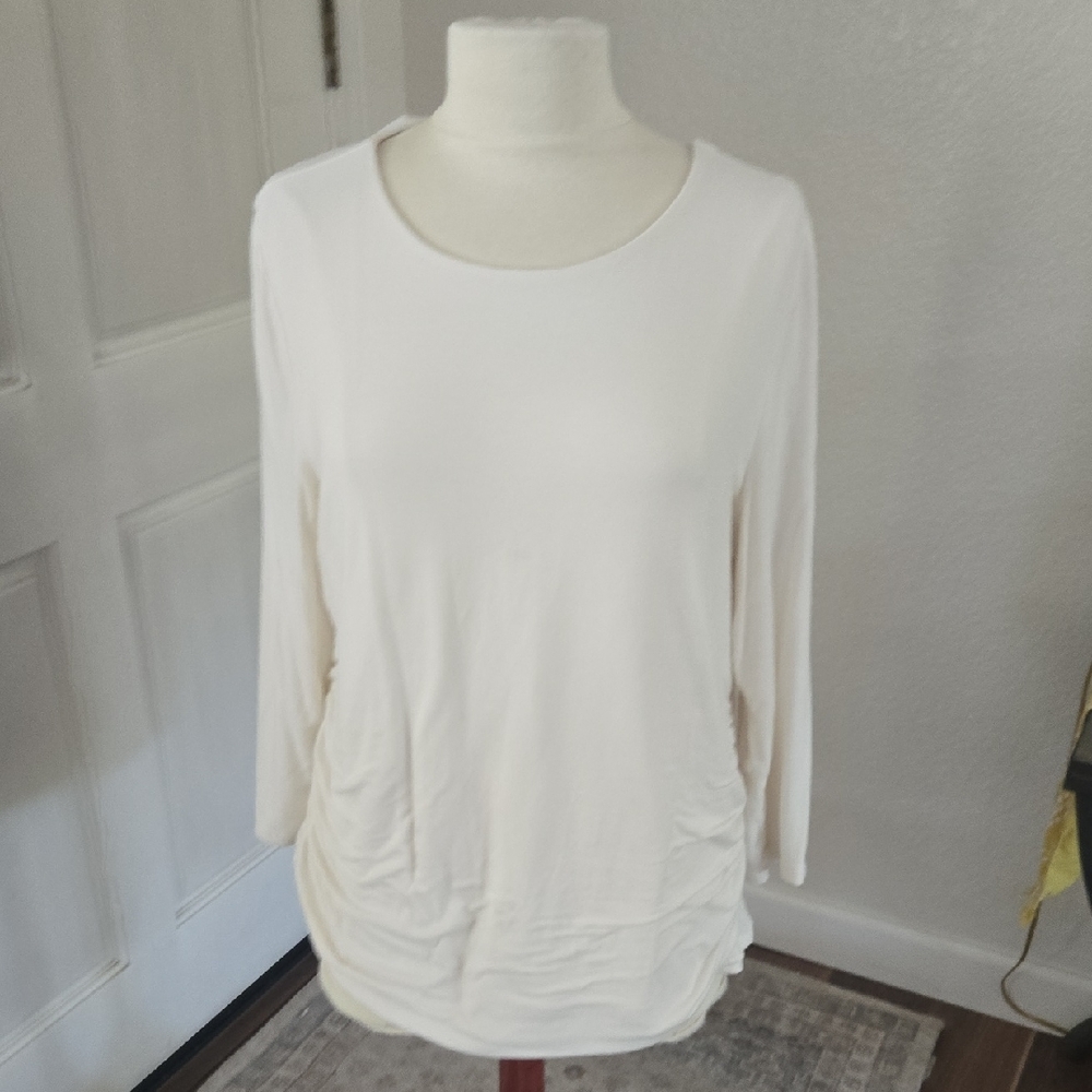 Talbots Cream Scoop Neck Long-Sleeve Top